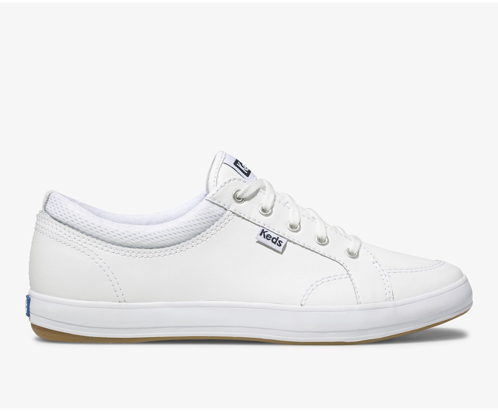 Tenis Keds Mujer Blancos - Center Cuero - 5834-BDNGQ